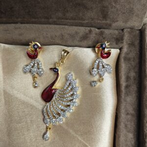 Diamond & Meenakari Peacock Pendant